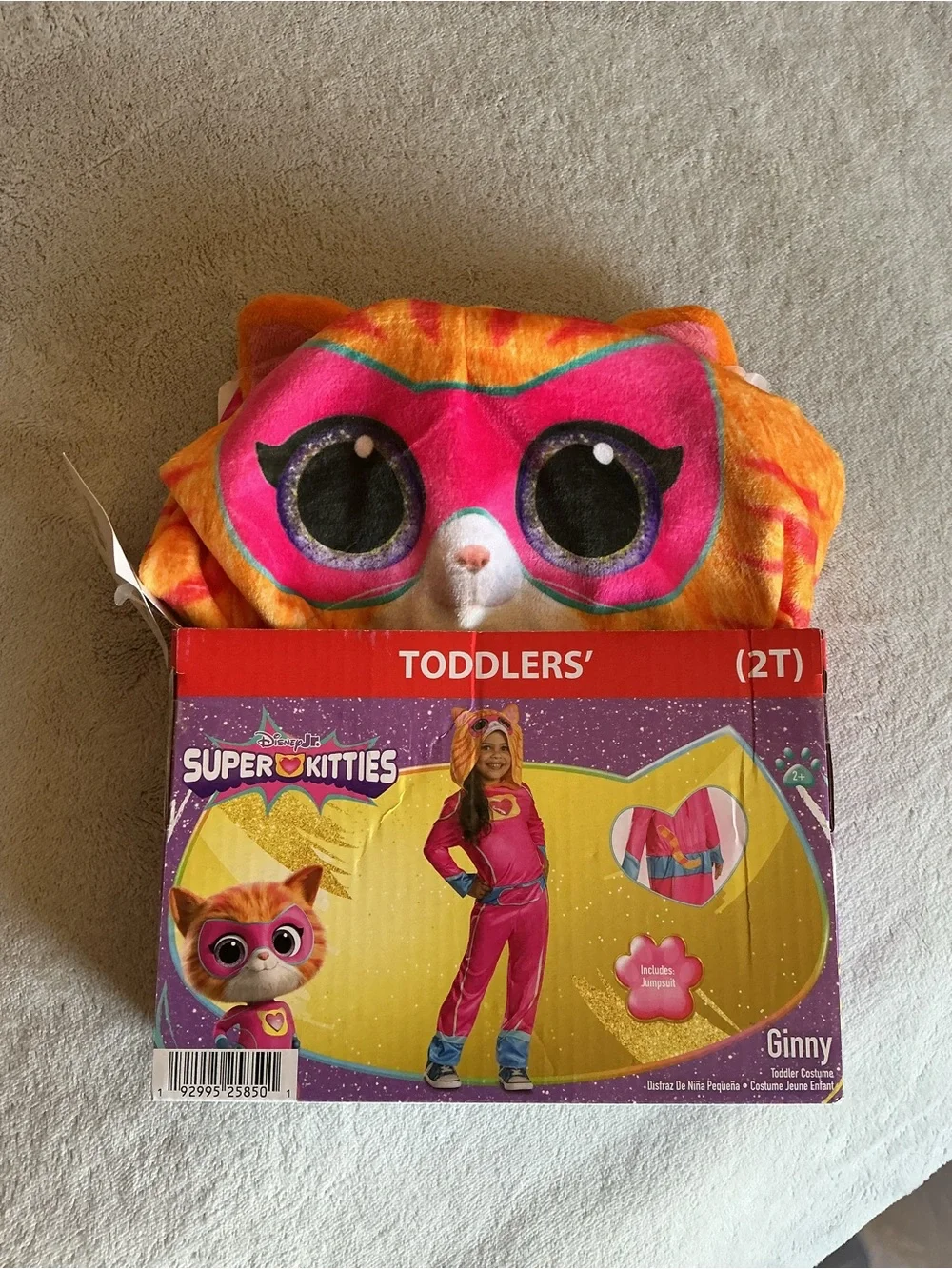 NWT Disney Super Kitties Ginny Toddler 2T Costume Hooded Cat Ears Pink Jumpsuit